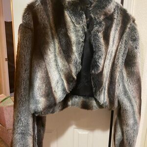 Baby Phat Women's Teddy Jacket - Gray and Brown